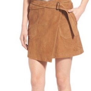 Olivia Palermo Chic Suede Wrap Mini Skirt